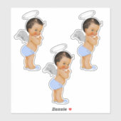 リトルエンジェル男の赤ちゃんライトブルーシルバーウイングハロー シール (シート)