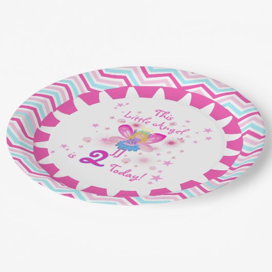 リトルエンジェル2ndバースデー紙プレート ペーパープレート (アングル)