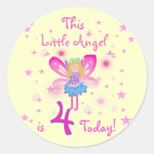 リトルエンジェル4th誕生日Tシャツとギフト ラウンドシール