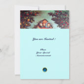 リトルエンジェル モノグラム 輝くアンティークブルーと赤 招待状 (裏面)