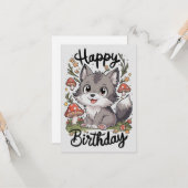 リトルエンチャントウルフデジタル誕生日 カード (正面/裏面インサイチュ)