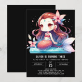 リトルエンチャントマーメイド誕生日 招待状 (正面/裏面)