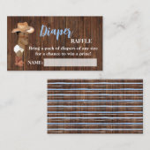 リトルオウムカウボーイおむつラッフルチケットベビーシャワー プレイスカード (正面/裏面)