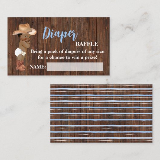 リトルオウムカウボーイおむつラッフルチケットベビーシャワー プレイスカード (正面/裏面)