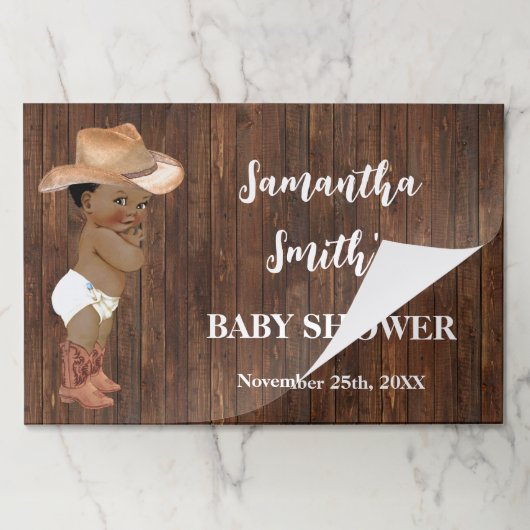 リトルオウムカウボーイ赤ちゃんシャワーティアウェイランチョンマット ペーパーパッド (折り畳み)