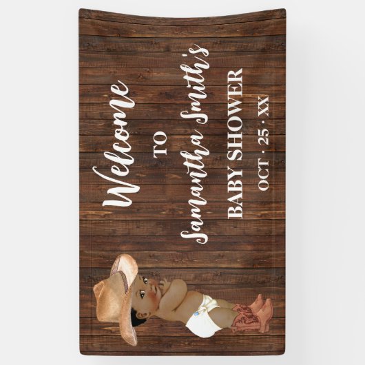 リトルオウムベビーカウボーイウェスタンウェルカムベビーシャワー 横断幕 (縦)