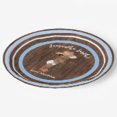 リトルオウムベビーカウボーイウェスタンブルーベビーシャワー ペーパープレート (アングル)