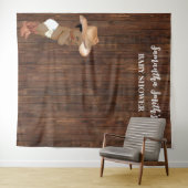 リトルオウムベビーカウボーイウェスタンベビーシャワー背景 タペストリー (インサイチュ(横))