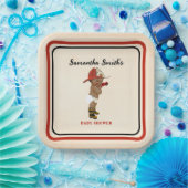 リトルオウムベビー消防士ベビーシャワークリームレッド ペーパープレート (パーティー)