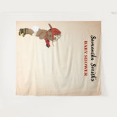 リトルオウムベビー消防士ベビーシャワー背景 タペストリー (正面(横))