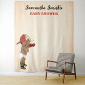 リトルオウムベビー消防士ベビーシャワー背景 タペストリー (インサイチュ)