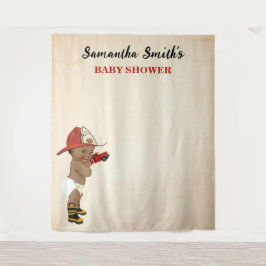 リトルオウムベビー消防士ベビーシャワー背景 タペストリー