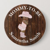 リトルオウム女性のカーボーイウェスタンベイビーシャワーママになる 缶バッジ (正面)