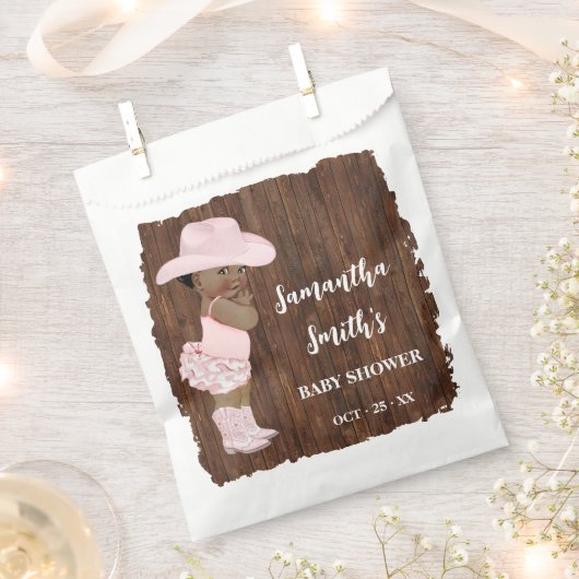 リトルオウム女性のカーボーイウェスタンベビーシャワーパーティー フェイバーバッグ (クリップ留めされた状態)