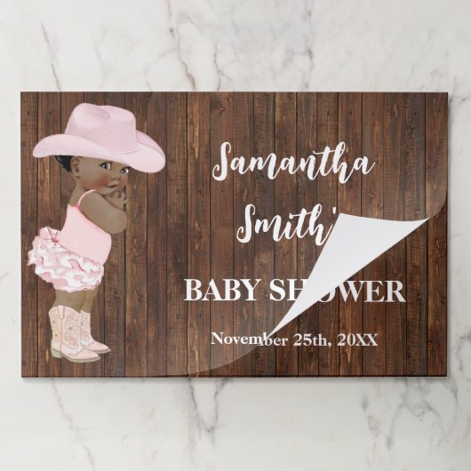 リトルオウム女性のカーボーイベビーシャワーティアウェイランチョンマット ペーパーパッド (折り畳み)