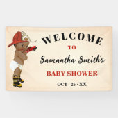 リトルオウム消防士ウェルカムベビーシャワーバナー 横断幕 (横)