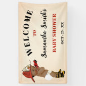 リトルオウム消防士ウェルカムベビーシャワーバナー 横断幕 (縦)