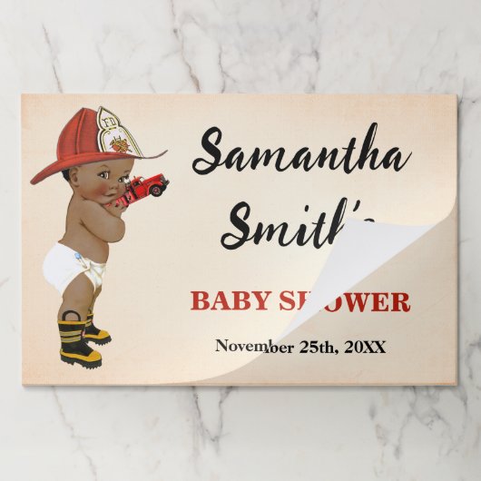 リトルオウム消防士ベイビーシャワーティアウェイランチョンマット ペーパーパッド (折り畳み)