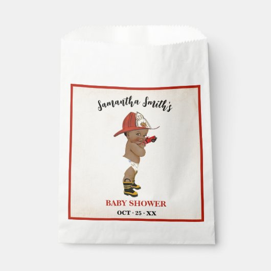 リトルオウム消防士ベビーシャワーパーティー好意バッグ フェイバーバッグ (正面)