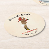 リトルオウム消防士ベビーシャワー ラウンドペーパーコースター (アングル)