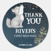 リトルオオカミをテーマにした誕生日パーティー感謝していは、あなたに ラウンドシール (正面)