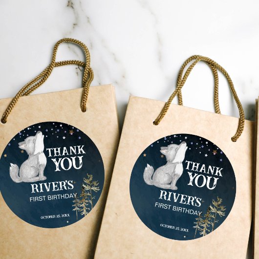 リトルオオカミをテーマにした誕生日パーティー感謝していは、あなたに ラウンドシール