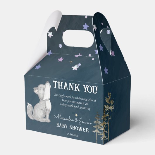 リトルオオカミをテーマにした赤ちゃんシャワーは好き フェイバーボックス (正面サイド)