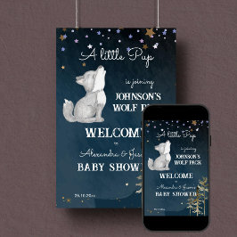 リトルオオカミをテーマにした赤ちゃんシャワー歓迎サイン ポスター