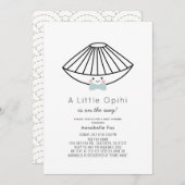 リトルオピヒブルーボウタイボーイベビーシャワー 招待状 (正面/裏面)