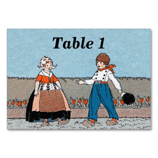 リトルオランダガールボーイウッドシューズレッドチューリップ テーブルナンバー (正面)