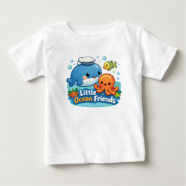 リトルオーシャンフレンズ - かわいい海の生き物ベビーシャツ ベビーTシャツ