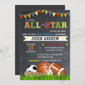 リトルオールスタースポーツベビーシャワー招待状 招待状 (正面/裏面)