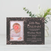"リトルオ恋しく思ネダーフル"シックな最初の誕生日写真 招待状 (スタンド正面)