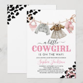 リトルカウガール ワイルドウェスト カウガール ベイビーシャワー 招待状 (正面/裏面)