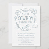 リトルカウボーイがやってくる!男の子ベイビーシャワー 招待状 (正面)