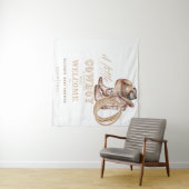 リトルカウボーイのベビーシャワーウェルカムサイン タペストリー (インサイチュ(横))