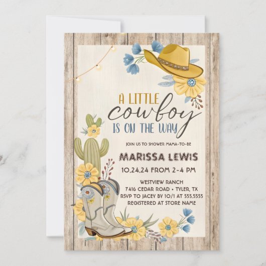 リトルカウボーイはブルーイエローのウェスタンへの道を歩き出す 招待状 (正面)