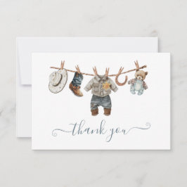 リトルカウボーイウェスタンウォーターカラーサンキューノート 招待状