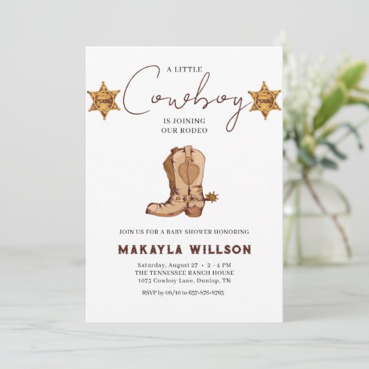 リトルカウボーイウェスタンテーマロデオベビーシャワー 招待状 (スタンド正面)