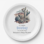 リトルカウボーイウェスタンブルーボーイベビーシャワーデコール ペーパープレート (正面)