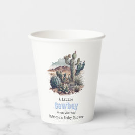 リトルカウボーイウェスタンブルーボーイベビーシャワーデコール 紙コップ