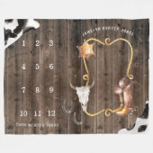 リトルカウボーイウェスタン |ベビーマイルストーン毛布 フリースブランケット (正面(横))