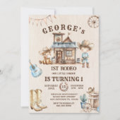 リトルカウボーイキュートベビーホース誕生日 招待状 (正面)