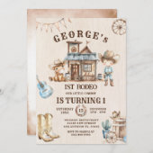 リトルカウボーイキュートベビーホース誕生日 招待状 (正面/裏面)