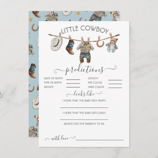 リトルカウボーイクロセスラインベビー予測ゲーム 招待状 (正面/裏面)