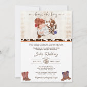 リトルカウボーイツインボーイズウェスタンベビーシャワー 招待状 (正面)