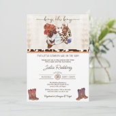 リトルカウボーイツインボーイズウェスタンV3ベビーシャワーInv 招待状 (スタンド正面)