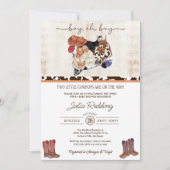 リトルカウボーイツインボーイズ西部V2ベビーシャワー 招待状 (正面)