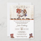 リトルカウボーイツインボーイズ西部V3ベビーシャワー 招待状 (正面)