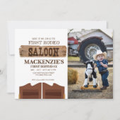 リトルカウボーイバースデーパーティファーストRodeoワイルドウエスト 招待状 (正面)